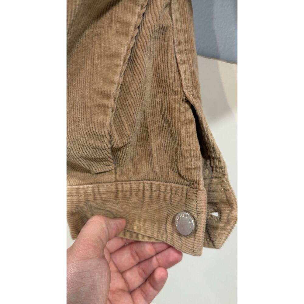 BLACK LABEL Tan CORDUROY Cut-Off Hem BUTTON-UP Cropped CUTE CASUAL Jacket Sz L - Picture 9 of 13